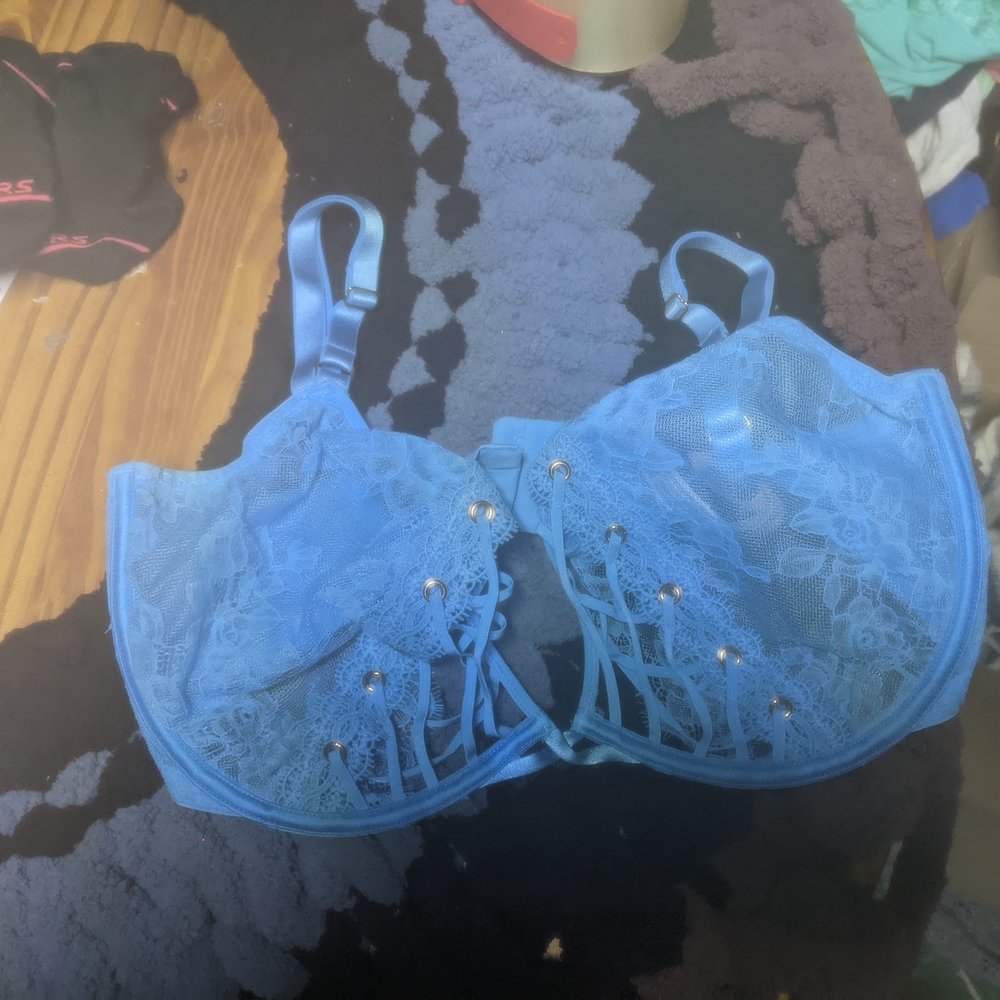 Elegant Blue Lace Bra